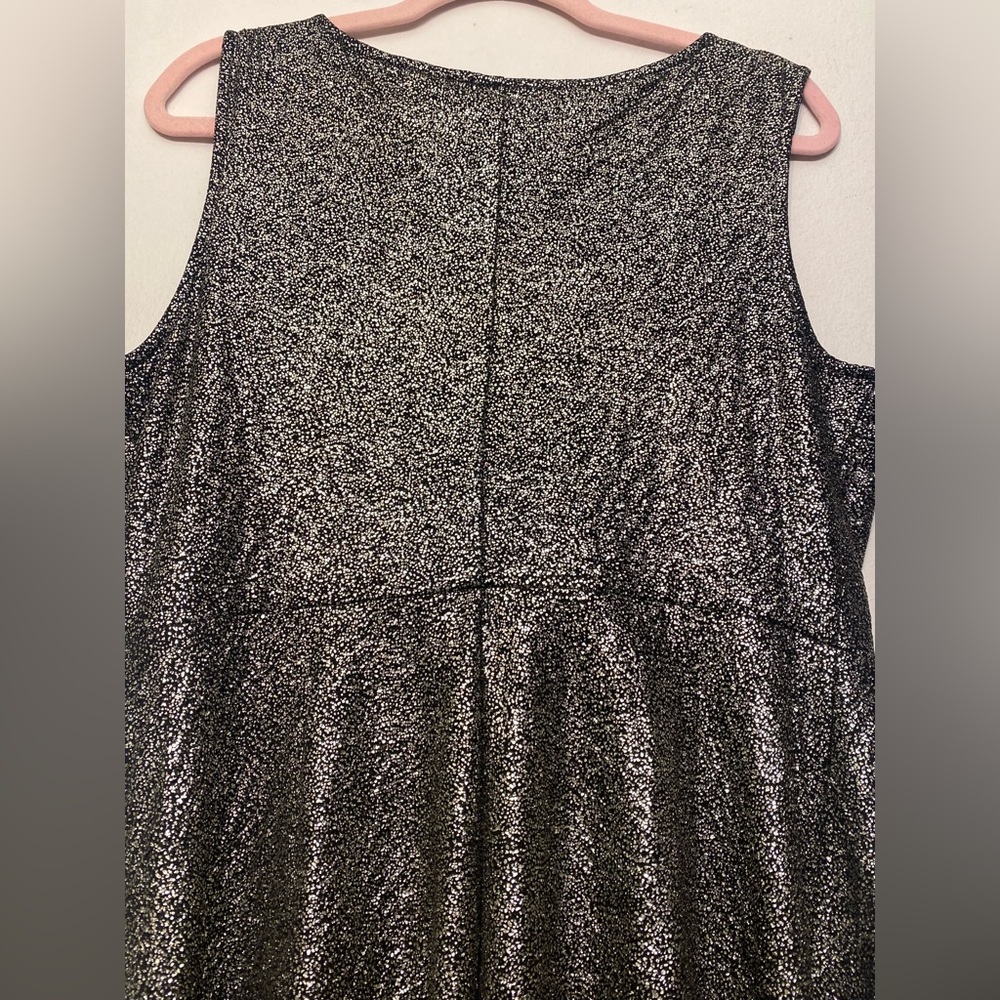 Torrid 0 Silver‎ Metallic Foil Textured Skater Sleeveless Party Dress Womens XL - Picture 7 of 9